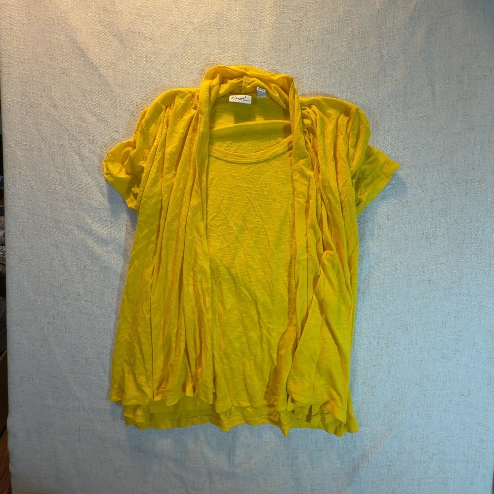 Kim Rogers Open-Front Cardigan Yellow Draped Women's Size Small